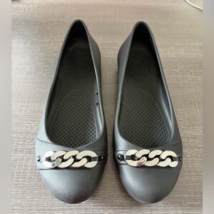 CROCS Black Ballet Flats Gianna Chain Link Slip On Shoes
